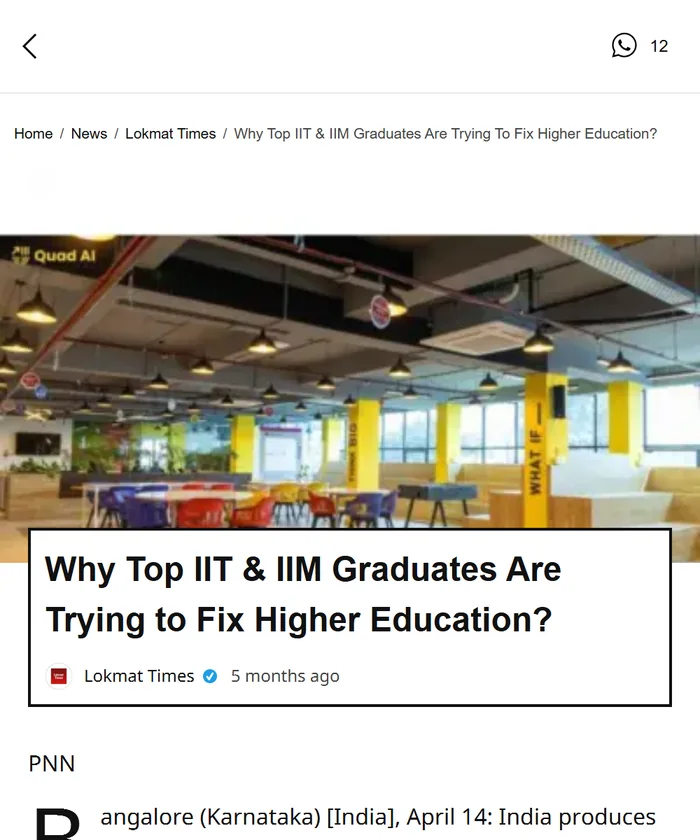 Lokmat Times: Why Top IIT & IIM Graduates Are Trying to Fix Higher Education?